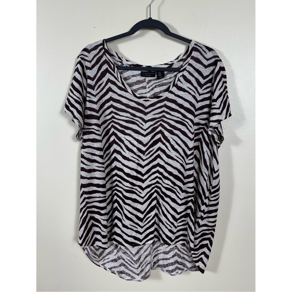 Tahari 100% Linen Blouse Top 1X Beach Coastal Euro Summer Bohemian